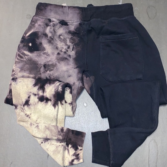 Lane Seven Medium Black Bleach Dye Half Drawstring Sweatpants - Picture 5 of 9